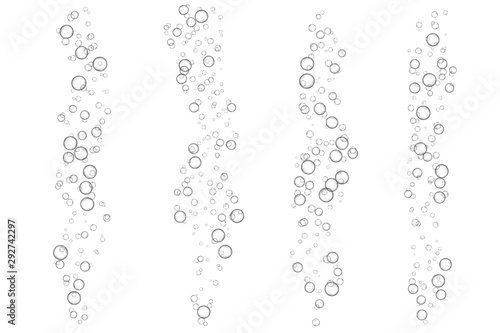Air bubbles, oxygen, champagne crystal clear, isolated on white background modern design. Vector illustration EPS 10.