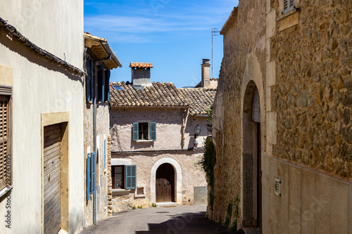 Small roads and houses in the village Campanet in the north of Mallorca