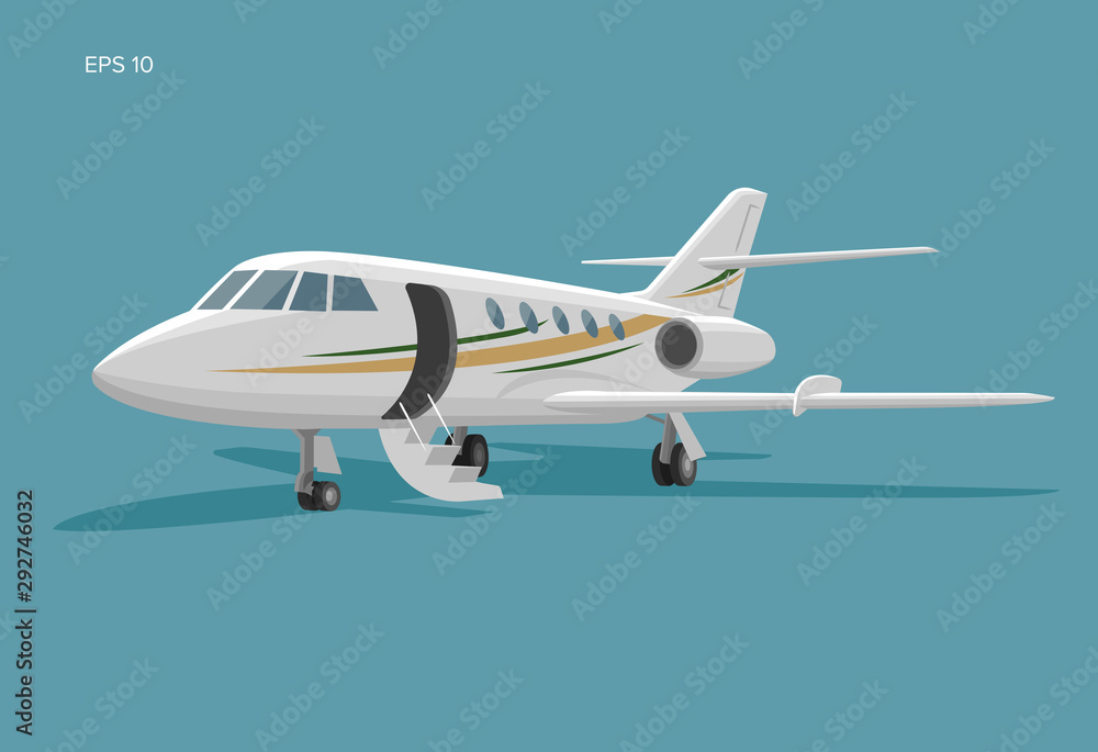 Private jet vector icon. Business jet illustration Private jet vector icon. Business jet illustration