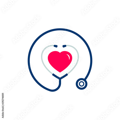 Stethoscope icon with heart shape. Health and medicine symbol. Vector illustration