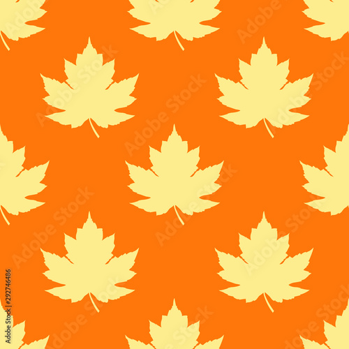 Icono plano patr  n hojas de   rbol color amarillo sobre fondo color naranja