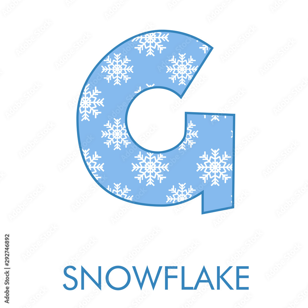Logotipo letra G con patrón con estrellas de nieve en blanco y azul Logotipo letra G con patrón con estrellas de nieve en blanco y azul