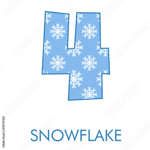 Logotipo número 4 con patrón con estrellas de nieve en blanco y azul