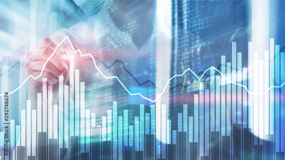 Double exposure Financial graphs and diagrams. Business, economics and investment concept Double exposure Financial graphs and diagrams. Business, economics and investment concept