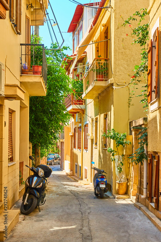 Colorful cosy street in Aegina town