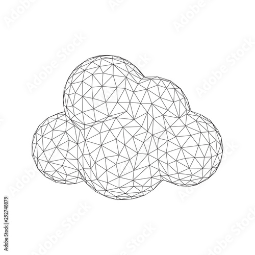 Concept of cloud computing service technology. Wireframe low poly mesh vector illustration