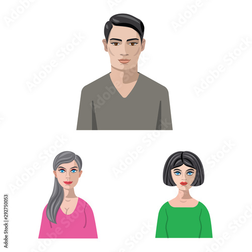 Vector design of avatar and face logo. Set of avatar and profile vector icon for stock.