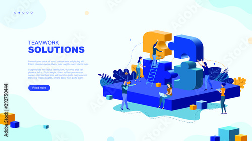 Trendy flat illustration. Successful teamwork page concept. Office workers planing business mechanism, analyze business strategy and exchange ideas.Template for your design works. Vector graphics.