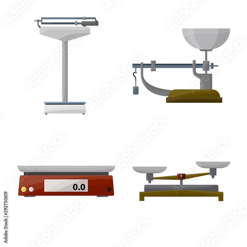Vector design of weigher and balance icon. Collection of weigher and weight stock vector illustration.