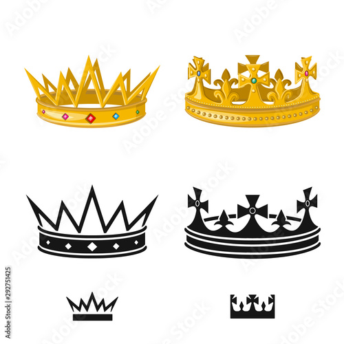 Vector design of medieval and nobility symbol. Collection of medieval and monarchy stock vector illustration.
