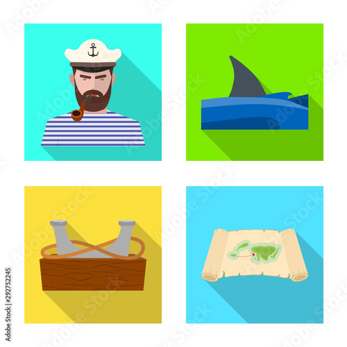 Isolated object of travel and attributes icon. Set of travel and seafaring vector icon for stock.