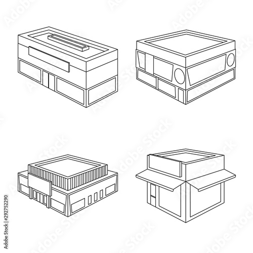Isolated object of business and supermarket sign. Collection of business and showcase stock vector illustration.