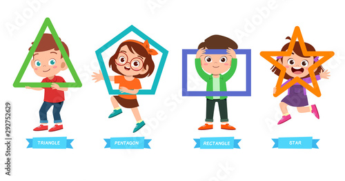 cute kids learn basic shape math lesson
