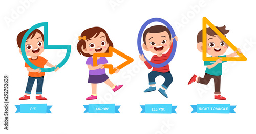 cute kids learn basic shape math lesson