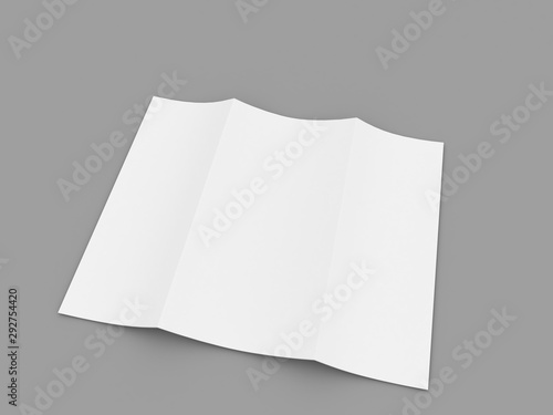 Brochure layout white paper sheet on a gray background. 3d render illustration.