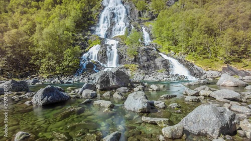 Cinemagraph loop background of Tvindefossen waterfall in Norway, Europe. photo