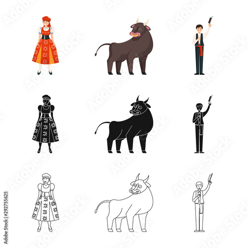Vector illustration of and historic logo. Collection of and country stock symbol for web.