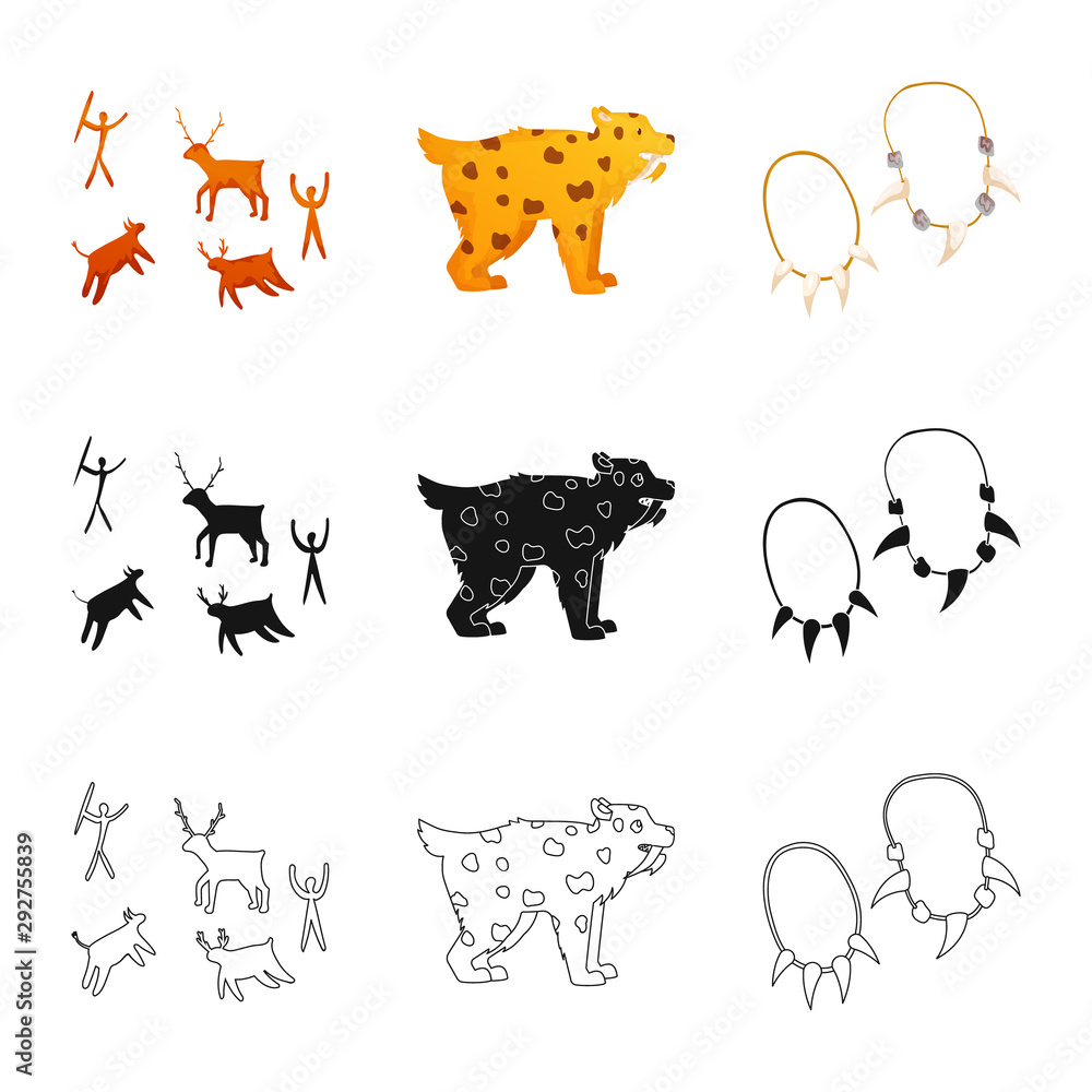 Obraz premium Vector design of evolution and neolithic logo. Set of evolution and primeval stock symbol for web.