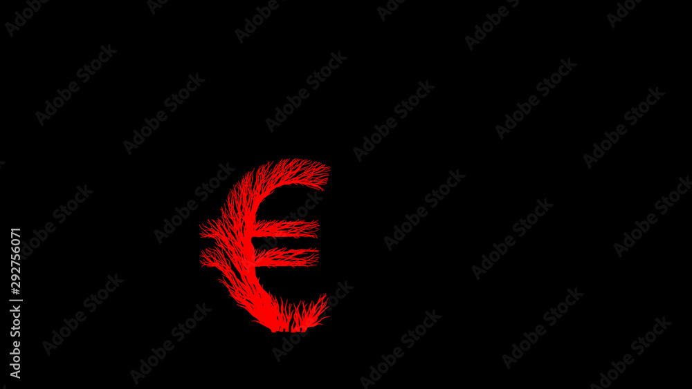 Growing Tree in a shape of a euro sign. 3D rendering. Growing Tree in a shape of a euro sign. 3D rendering.