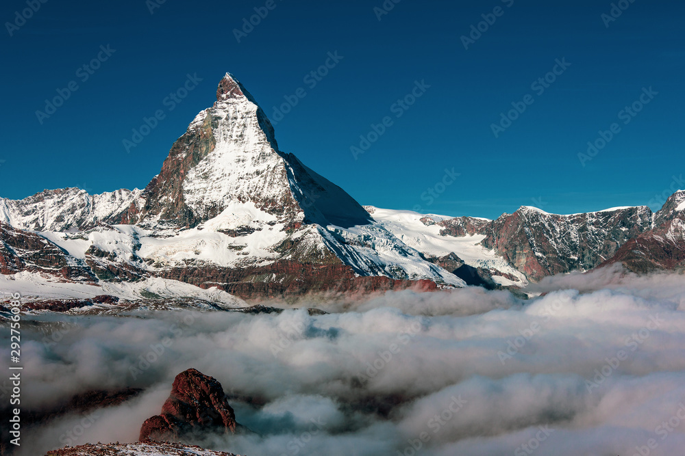 Obraz premium Panorama view of Alps above the clouds