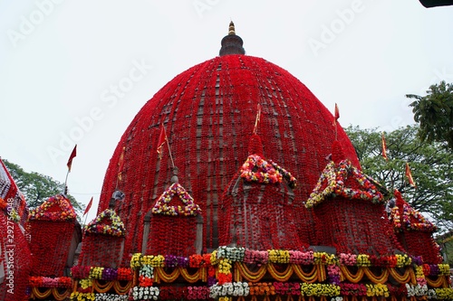 Kamakhya Devi temple decorated with flowers for the hindu festival of navratre photo