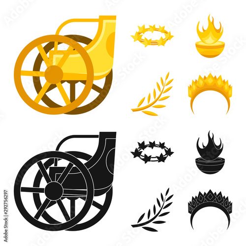Isolated object of deity and antique icon. Set of deity and myths vector icon for stock.