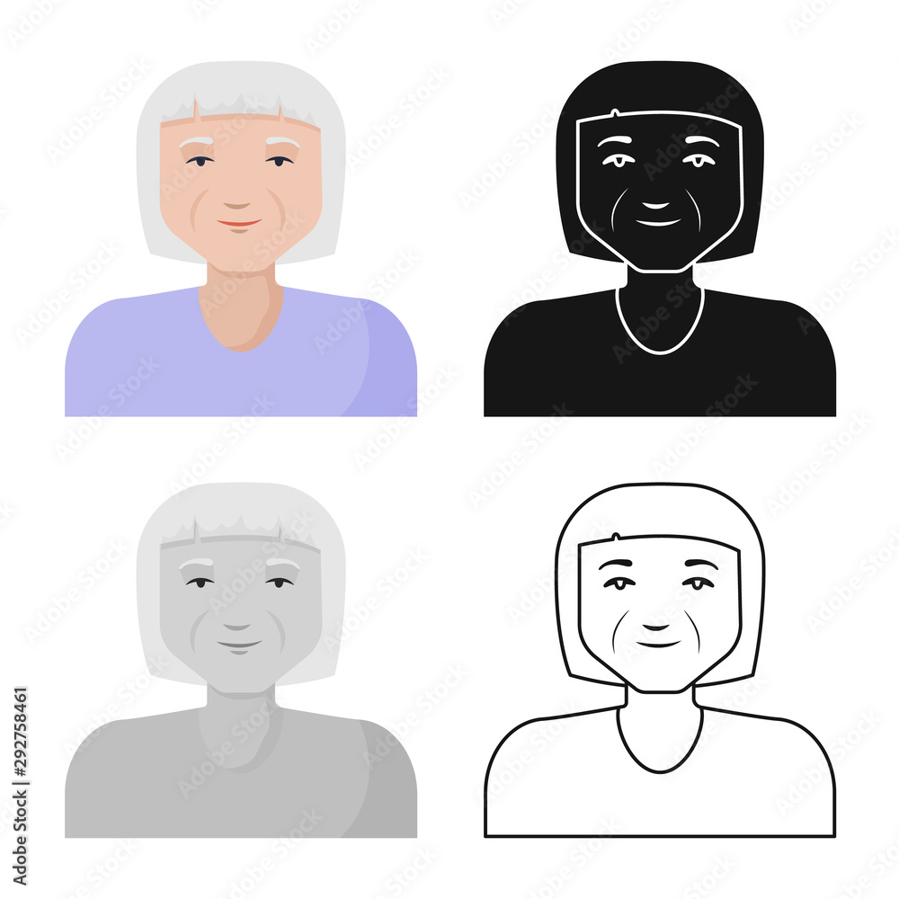 Isolated object of woman and face logo. Collection of woman and adult stock symbol for web.