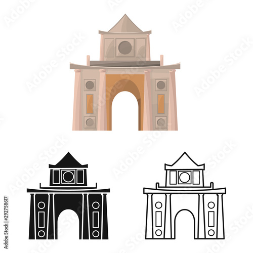Vector illustration of building and vietnam sign. Set of building and place vector icon for stock.
