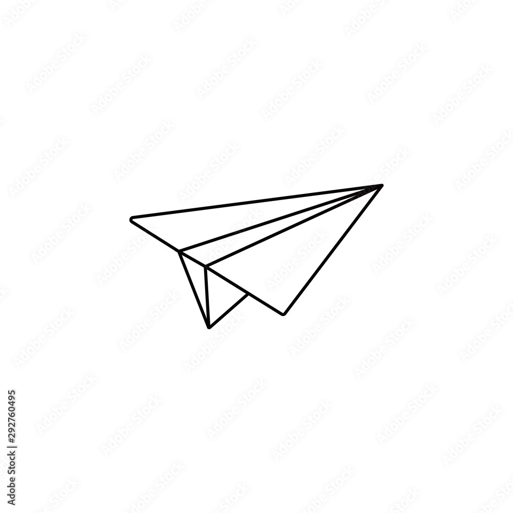 black linear paper plane icon. Vector illustration and white background black linear paper plane icon. Vector illustration and white background