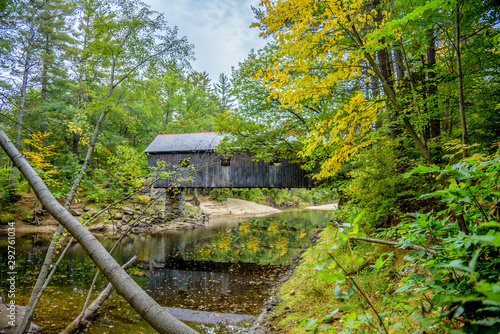 Lovejoy Covered Bridge in South Andover Maine. Maines Shortest Covered Bridge Spans the Ellis River
