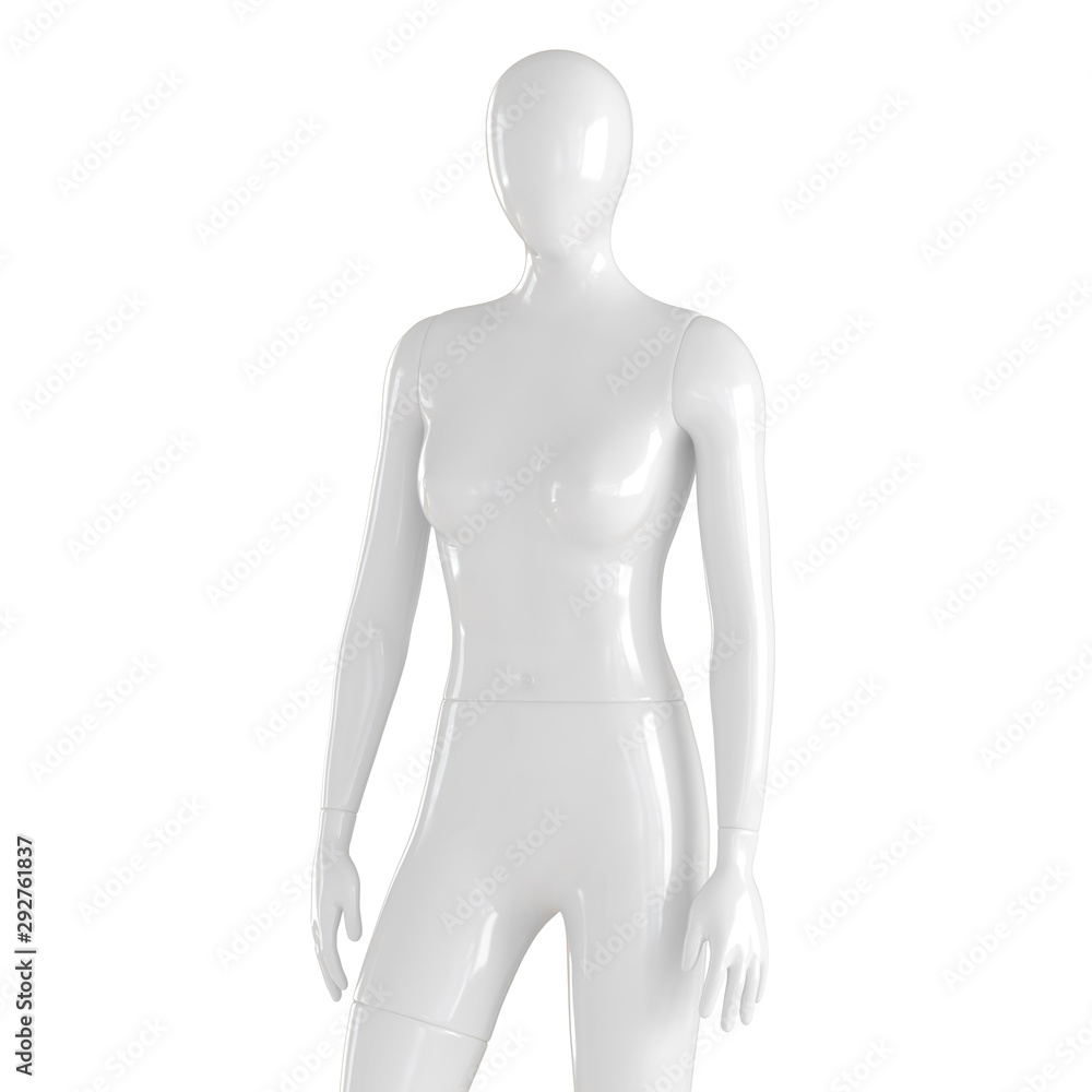 White female mannequin close-up shot on an isolated white background. 3D rendering White female mannequin close-up shot on an isolated white background. 3D rendering