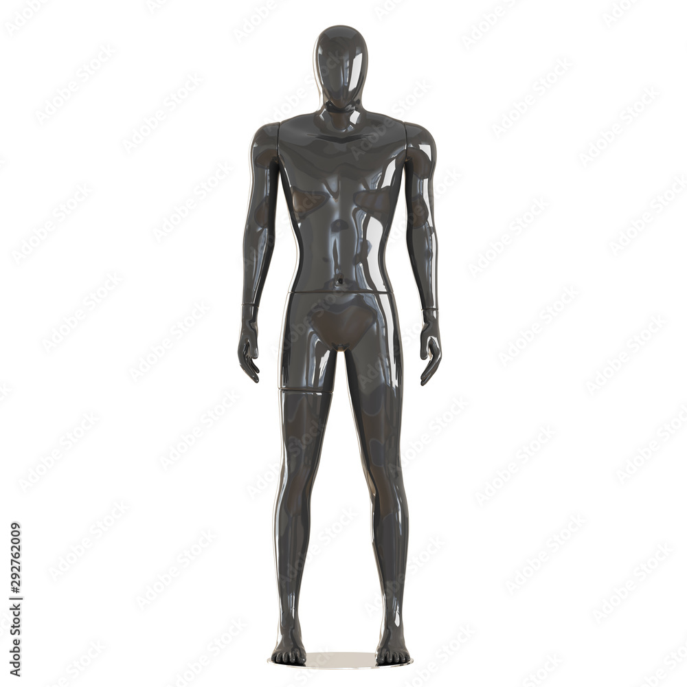 Black male sports mannequin on an isolated white background. 3D rendering