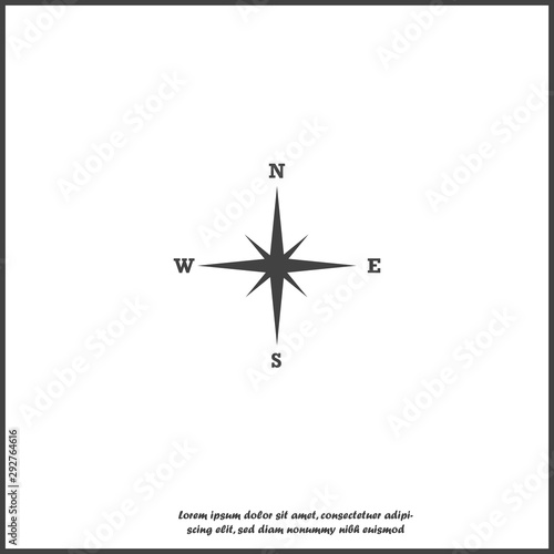 Vector icon of the compass. Illustration of a compass symbol for determining the sides of the world on white isolated background. Layers grouped for easy editing illustration. For your design