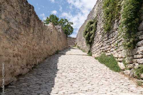 stone stairs in Lacoste village in Provence France