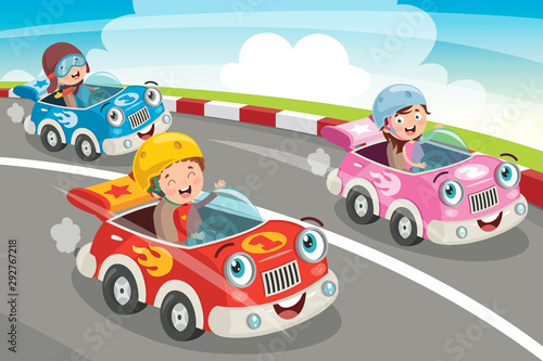 Children Racing With Funny Cars