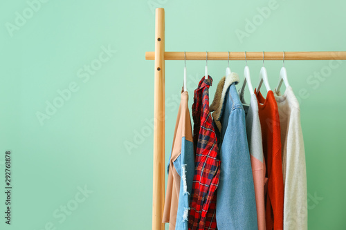Modern wooden clothes rack ...