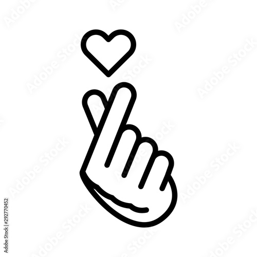 Finger Heart line color icon. Music record K-POP concept. Korean culture. Pictogram for web, mobile app, promo.
