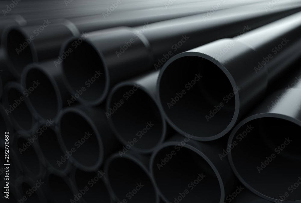 Fototapeta premium Plastic socket pipes on warehouse. 3D render