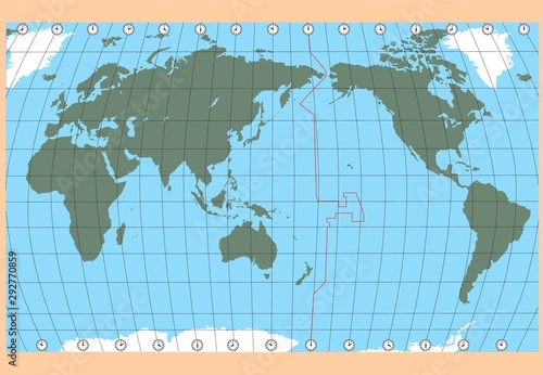 Fototapeta Naklejka Na Ścianę i Meble -  Vector map of the world. Oceans and continents on a flat projection.