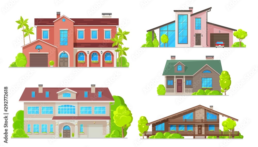 Home buildings, real estate house and villa