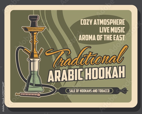 Traditional arabic hookah smoking, lounge bar
