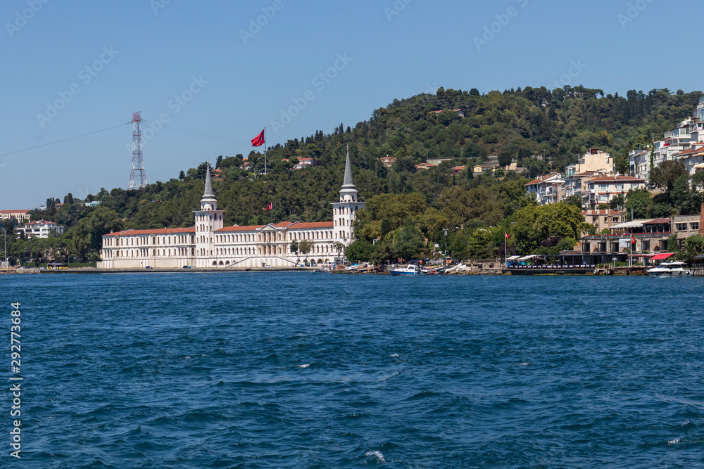 Naklejka premium Panorama from Bosporus to city of Istanbul