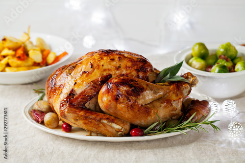 Christmas dinner with roast turkey