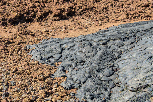 Detail of the solidified lava formations at Santiago Island, Galapagos.