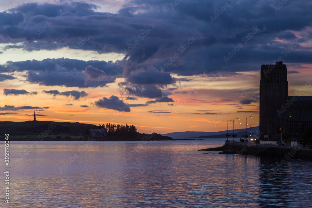 Sunset in the Harbor of Oban, Scotland