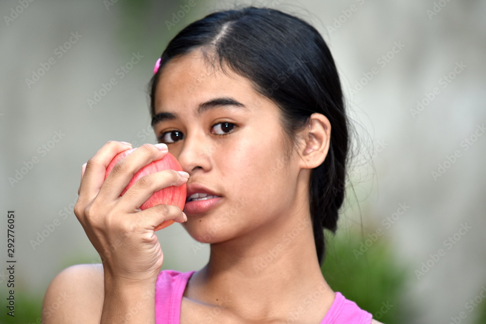 Cute Teen Girl Eating With Fruit Cute Teen Girl Eating With Fruit