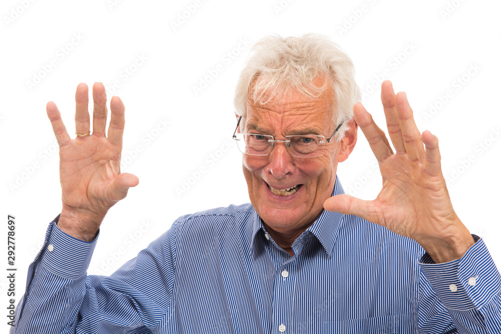 Portrait scaring senior man Portrait scaring senior man