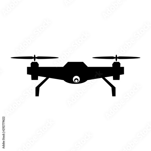 Simple Vector Silhouette of Drone, isolated on white background © Om Yos