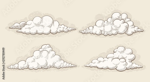 Engraved retro clouds collection