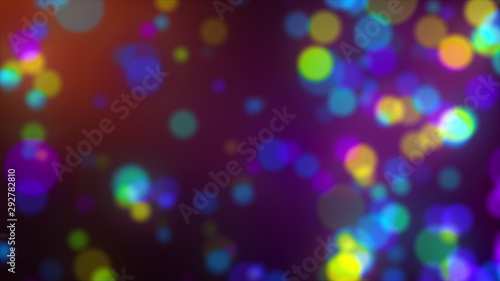 Abstract background with multicolored transparent circles bokeh. Computer generated 3d rendering